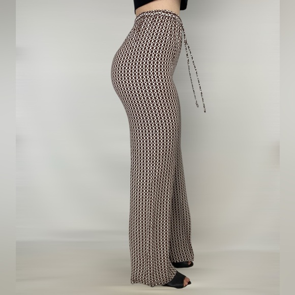 DISSH‎ Geo Drawstring Trouser Pant Wide Leg High Rise Lined Full Length Size 6 - Picture 3 of 6